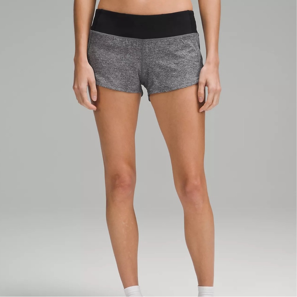 Lulu Lemon Heathered Gray Speed Up Low Rise Running Shorts Size 8